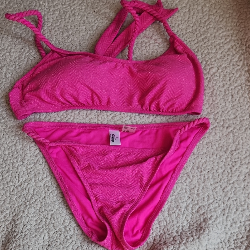 Sugar Abeach, Summer Pool Beach, Itty bitty Pink Sparkly Glittery Bikini Set